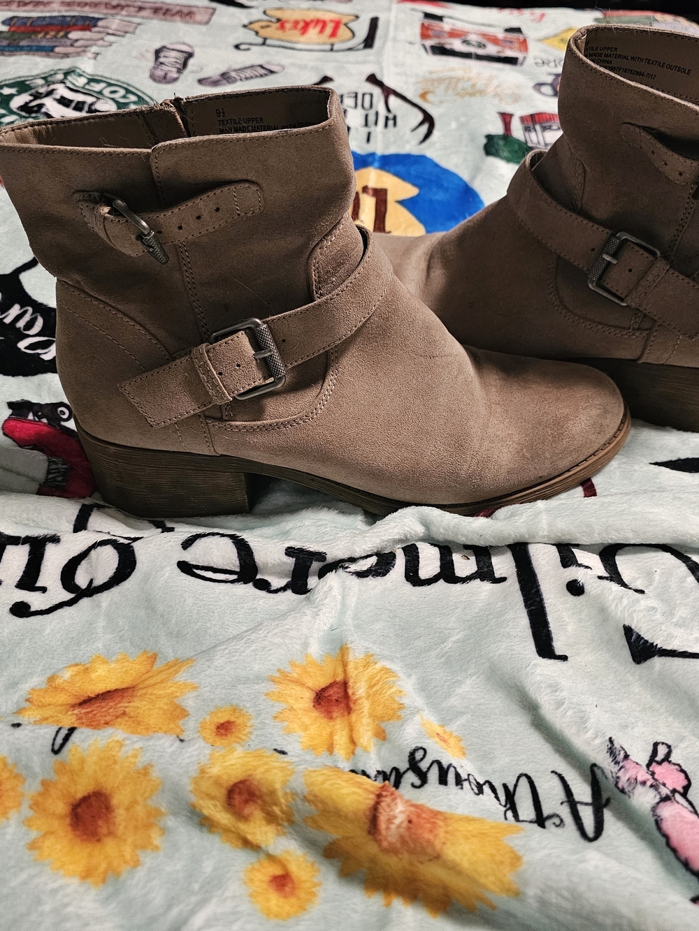 DV by Dolce Vita Taupe Suede Ankle Booties with Buckle Strap